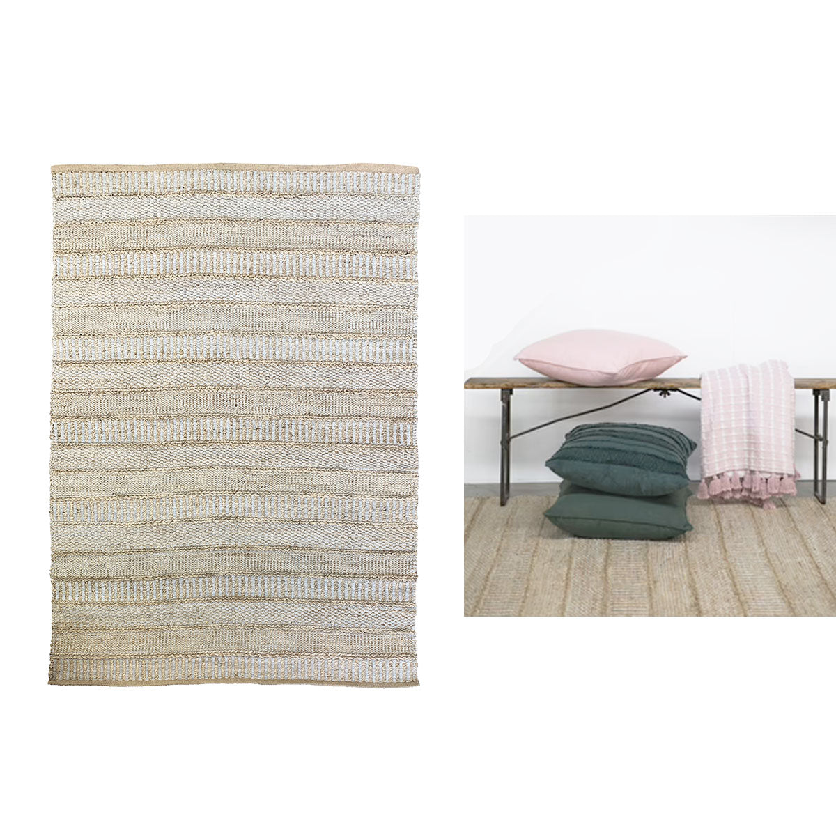 J Elliot Home Fraser Jute Chenille Floor Rug Mat Carpet 160 x 230cm