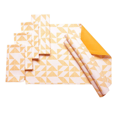 J Elliot Home Set of 8 Pippa Geometric Cotton Placemats Napkins Mango