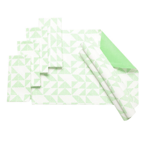 J Elliot Home Set of 8 Pippa Geometric Cotton Placemats Napkins Mint Green
