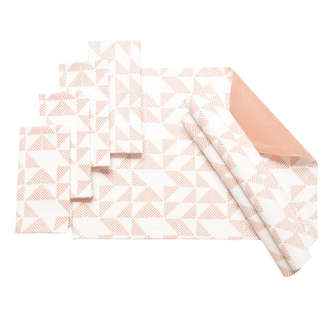 J Elliot Home Set of 8 Pippa Geometric Cotton Placemats Napkins Pink