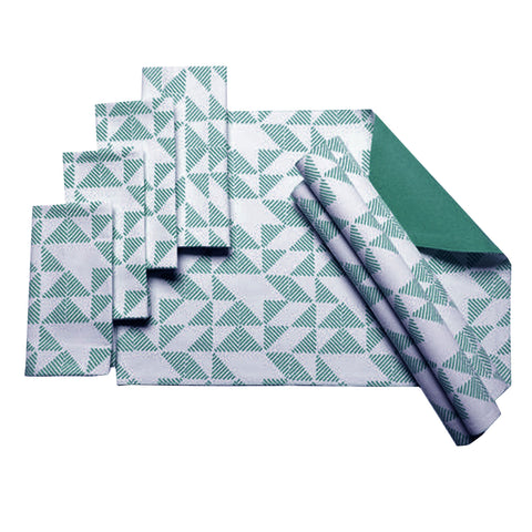 J Elliot Home Set of 8 Pippa Geometric Cotton Placemats Napkins Teal
