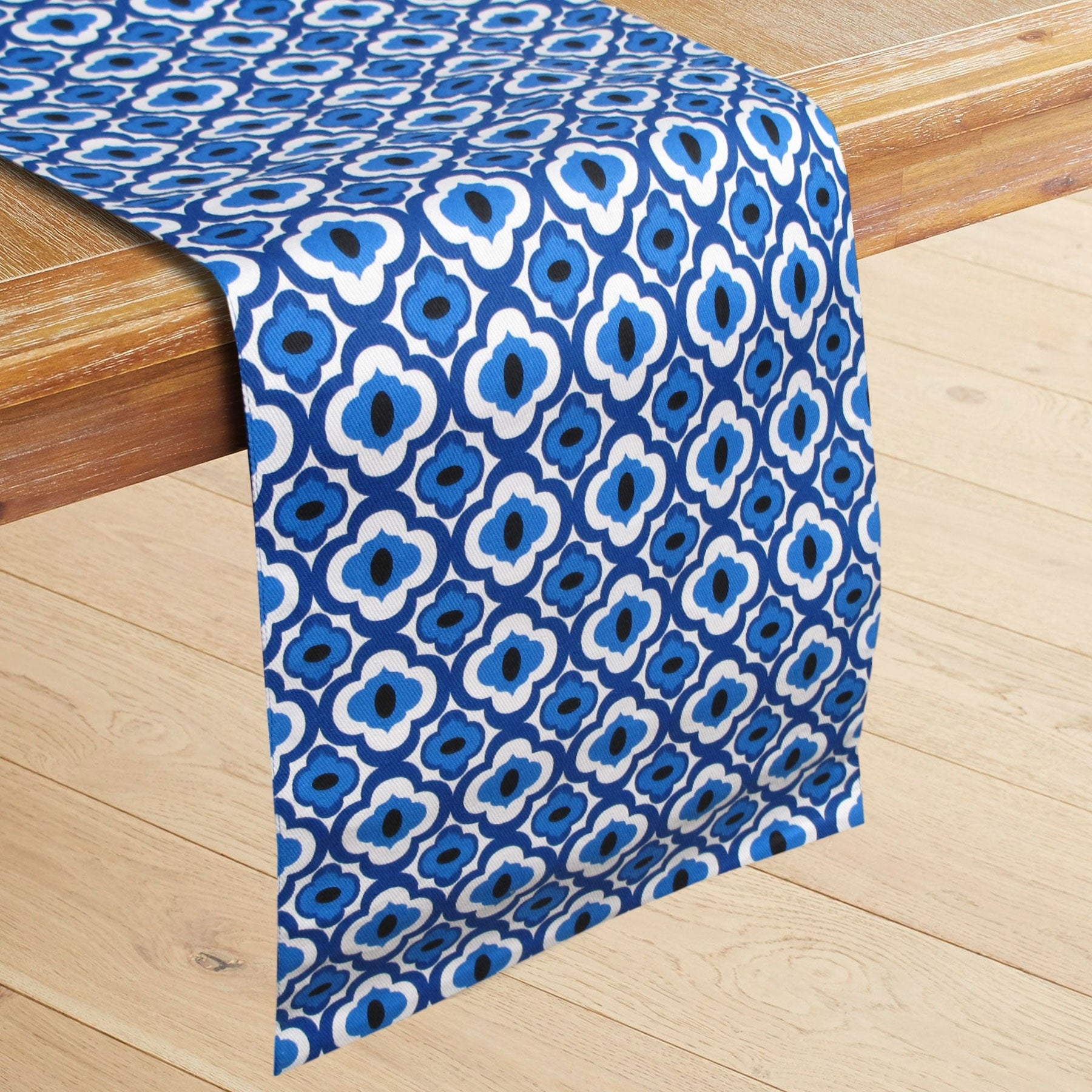 IDC Homewares Cotton Printed Table Runner 33 x 180cm Azure Blue
