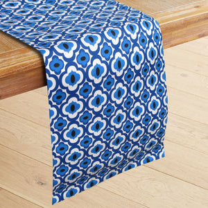 IDC Homewares Cotton Printed Table Runner 33 x 180cm Azure Blue