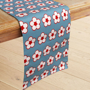 IDC Homewares Cotton Printed Floral Table Runner 33 x 180cm Blue