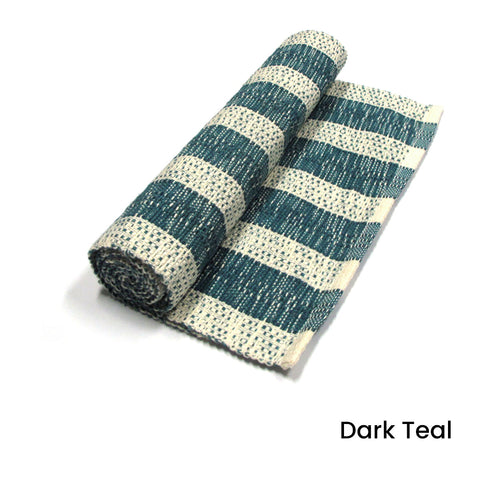 Noah Stripe Cotton Ribbed Table Runner 33 x 150cm Dark Teal