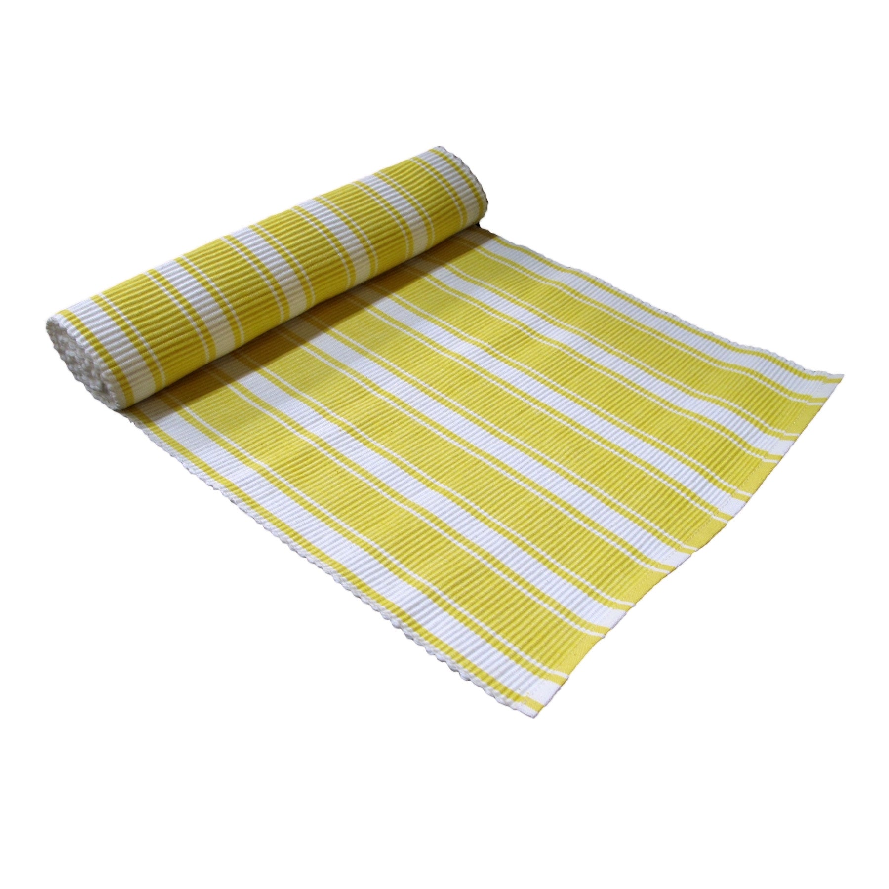 IDC Homewares Cotton Ribbed Table Runner Panama Narrow Yellow