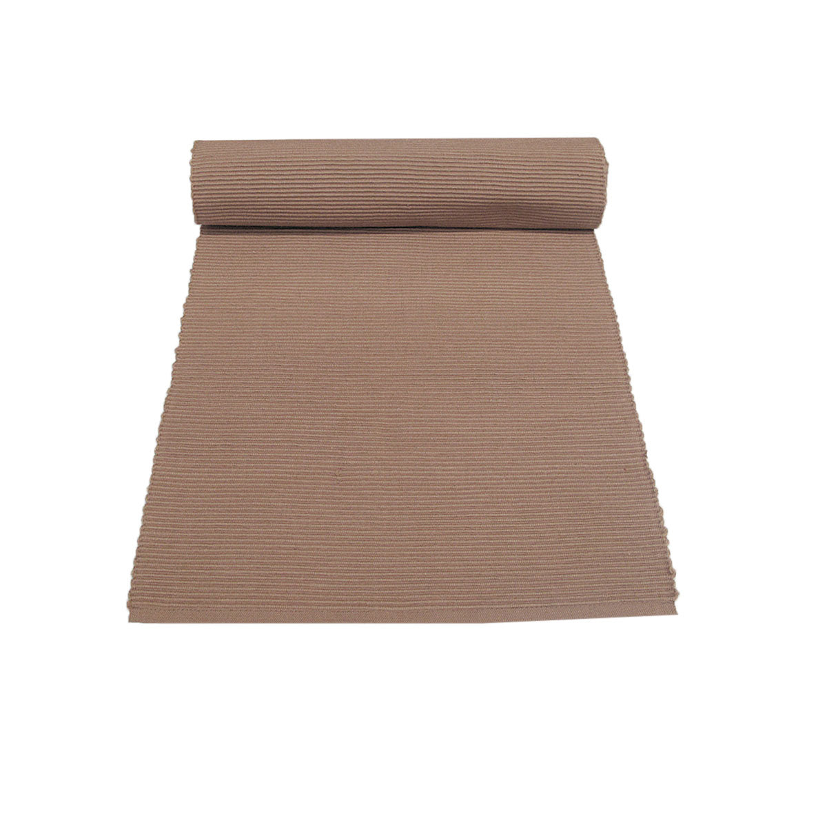 Ribbed Cotton Table Runner 33 x 180cm Mocha Coffee Brown