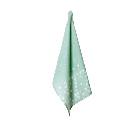 J Elliot Home Linen Print Tea Towel Geometric Print Glacier Green