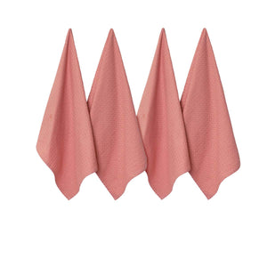 J Elliot Home Waffle Set of 4 Cotton Tea Towels 50 x 70cm Clay Pink