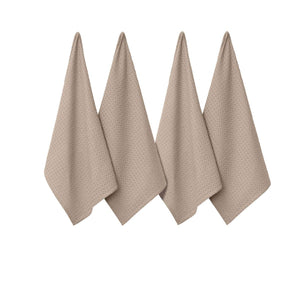 J Elliot Home Waffle Set of 4 Cotton Tea Towels 50 x 70cm Sandstone