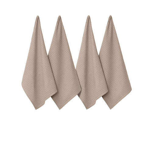 J Elliot Home Waffle Set of 4 Cotton Tea Towels 50 x 70cm Sandstone