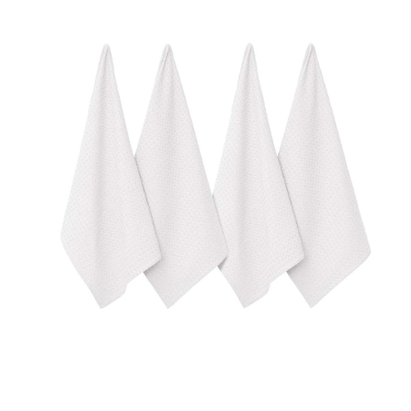 J Elliot Home Waffle Set of 4 Cotton Tea Towels 50 x 70cm White