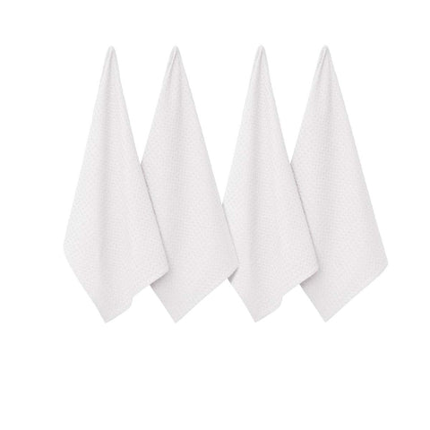 J Elliot Home Waffle Set of 4 Cotton Tea Towels 50 x 70cm White