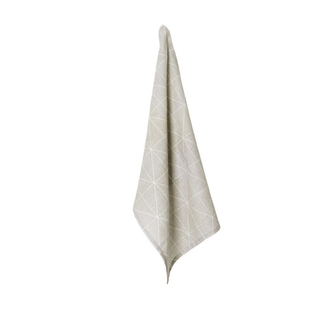 J.Elliot Home Winslow Geometric Print Linen Tea Towel 50 x 70cm Pumice