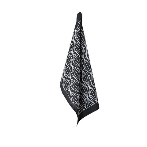 J.Elliot Home Zelah Geometric Print Linen Tea Towel 50 x 70cm Charcoal