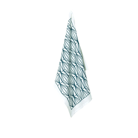 J Elliot Home Linen Print Tea Towel Geometric Print Teal