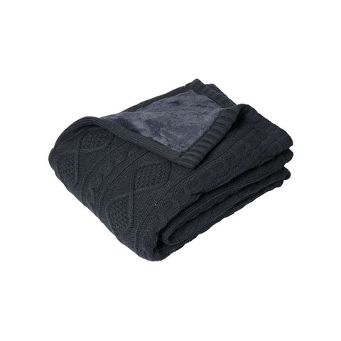 Alberta Polyester Knit Throw Rug Blanket 125 x 150cm Charcoal Grey