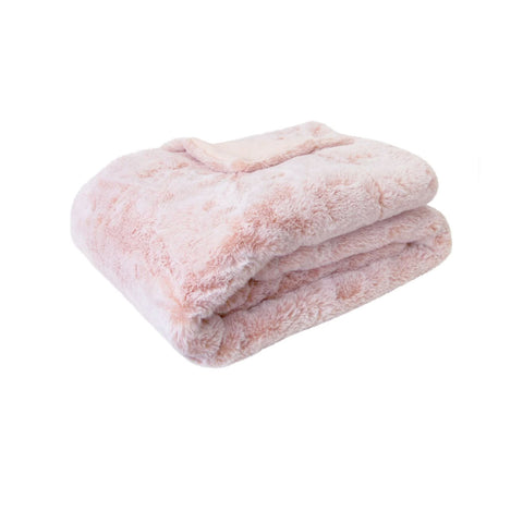 J Elliot Home Archie Faux Fur Throw Rug Blanket 130 x 160cm Soft Pink