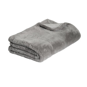 J Elliot Home Arlo Faux Fur Mink Throw Rug Blanket 125 x 150cm Silver Grey