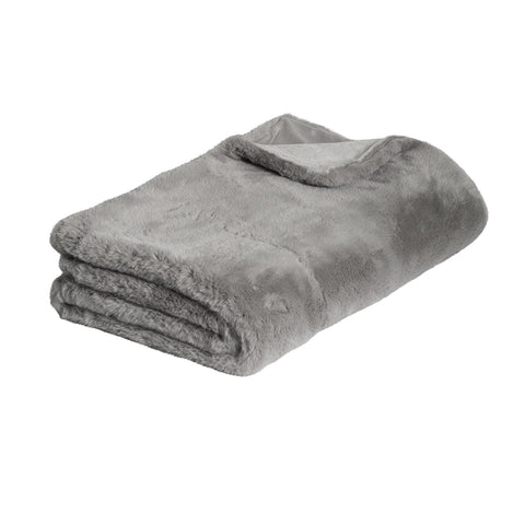 J Elliot Home Arlo Faux Fur Mink Throw Rug Blanket 125 x 150cm Silver Grey