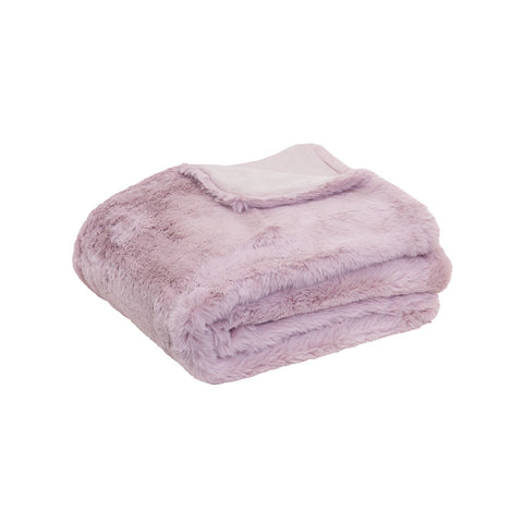 J Elliot Home Arlo Faux Fur Mink Throw Rug Blanket 125 x 150cm Lilac Purple