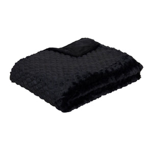 J Elliot Home Azariah Faux Fur Plush Throw Rug Blanket 130 x 160cm Black