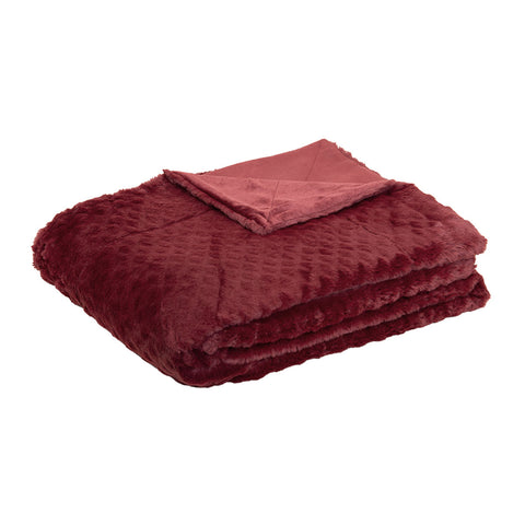 J Elliot Home Azariah Faux Fur Throw Rug Blanket 130 x 160cm Red