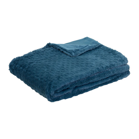 J Elliot Home Azariah Faux Fur Throw Rug Blanket 130 x 160cm Teal