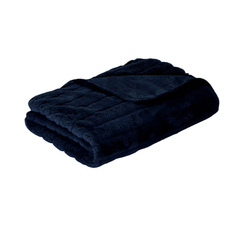 J Elliot Home Baw Baw Faux Mink Throw Rug Blanket 125 x 150cm Indigo