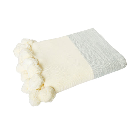 J Elliot Home Calgary Cotton Throw Rug Blanket 125 x 150cm Grey Cream