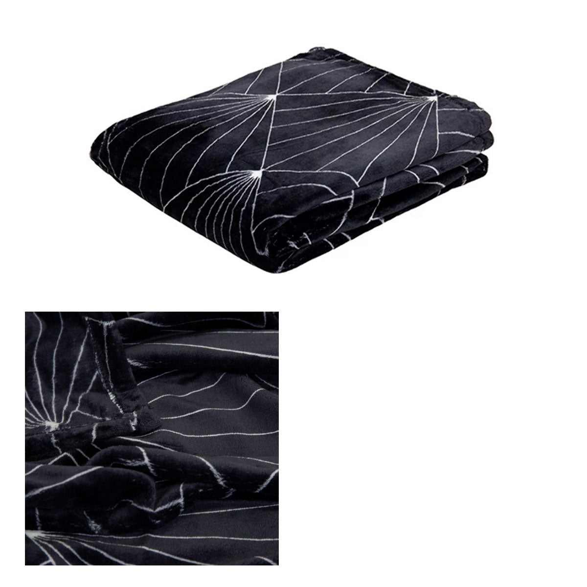 J Elliot Home Celeste Flannel Throw Rug Blanket 130 x 160cm Black White