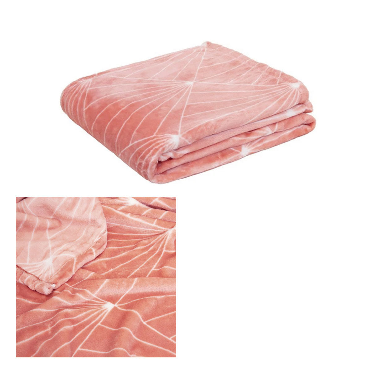 J Elliot Home Celeste Flannel Throw Rug Blanket 130 x 160cm Clay Pink