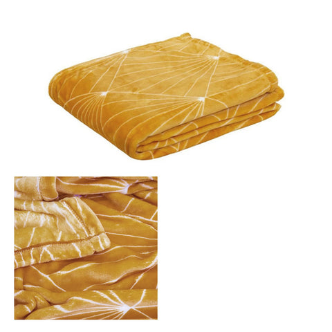 J Elliot Home Celeste Flannel Throw Rug Blanket 130 x 160cm Mustard