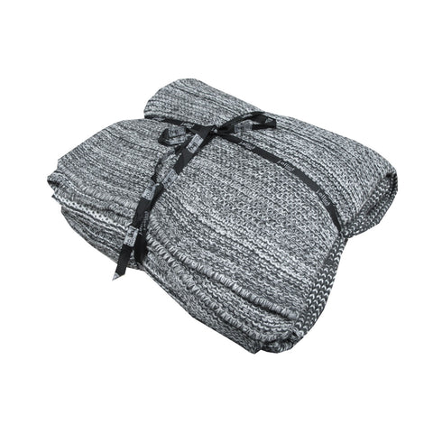 Corey Polyester Knitted Throw Rug Blanket 125 x 150cm Grey White