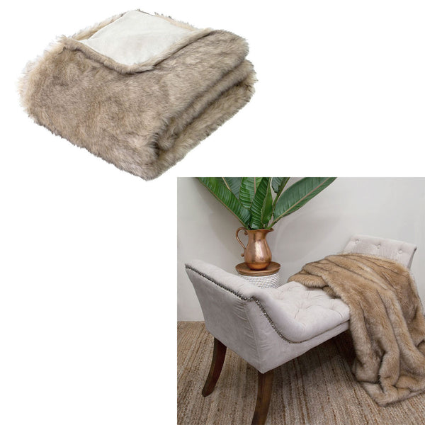 J Elliot Home Brown Fox Faux Fur Velvet Throw Blanket 130x160cm