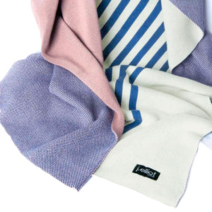 J Elliot Home Gemma Cotton Throw Rug Blanket Santorini Blue Dusty Pink
