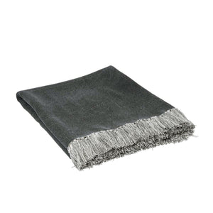 J Elliot Home Idris Cotton Fringed Throw Rug Blanket 125 x 150cm Grey