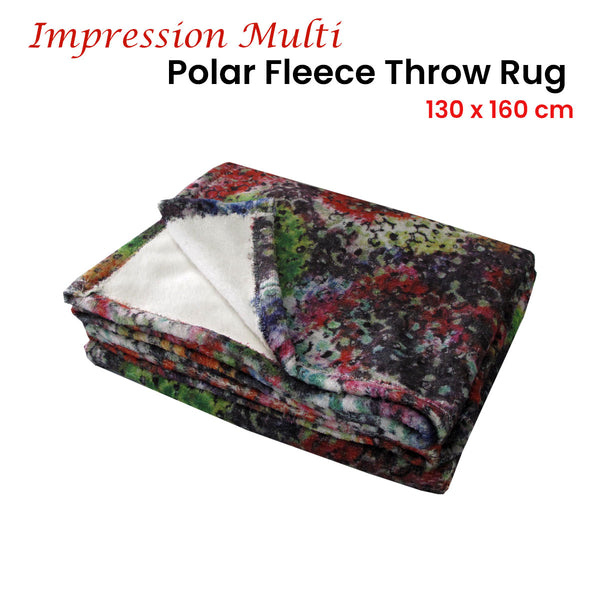 Multicoloured Polar Fleece Throw Rug Blanket 130 x 160cm