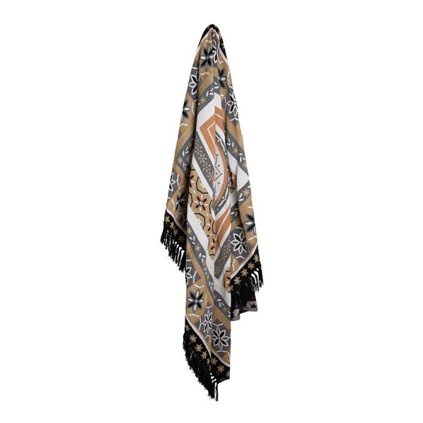 J Elliot Home Kasbah Fringe Throw Blanket Picnic Rug 130 x 160cm Black