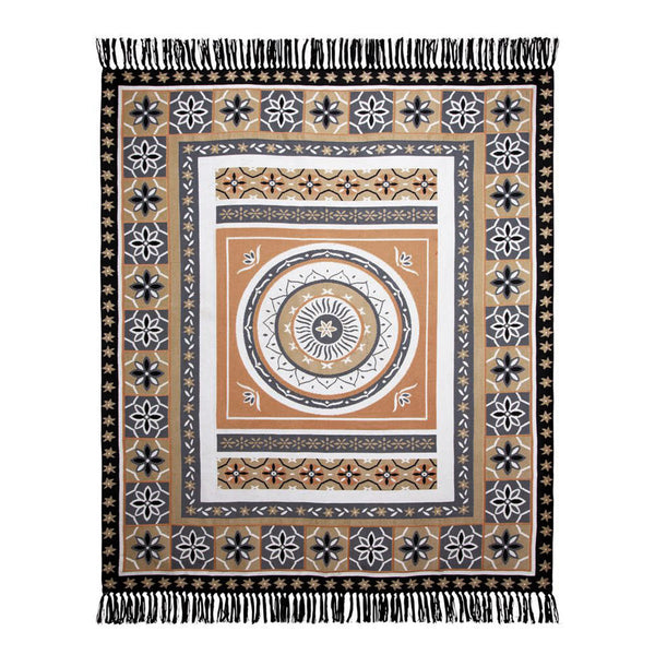 J Elliot Home Kasbah Fringe Throw Blanket Picnic Rug 130 x 160cm Black