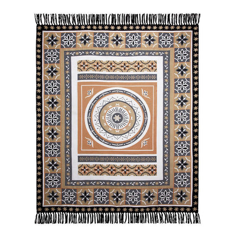 J Elliot Home Kasbah Fringe Throw Blanket Picnic Rug 130 x 160cm Black