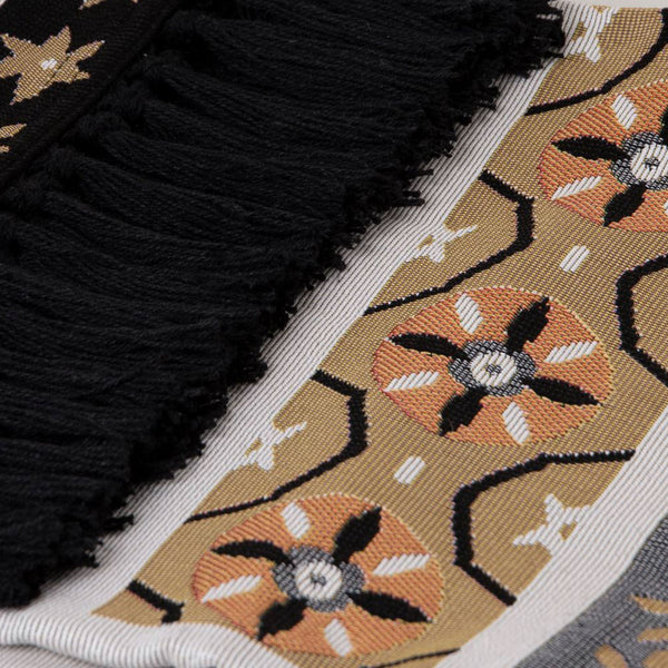 J Elliot Home Kasbah Fringe Throw Blanket Picnic Rug 130 x 160cm Black