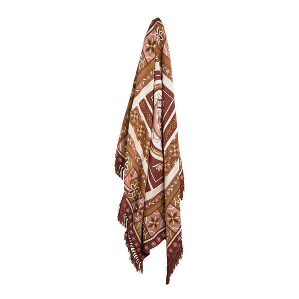 J Elliot Home Kasbah Fringe Throw Blanket Picnic Rug 130 x 160cm Pink