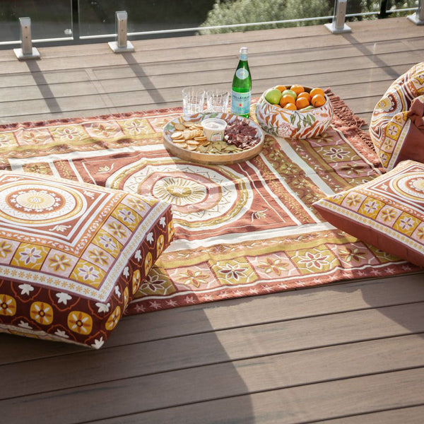 J Elliot Home Kasbah Fringe Throw Blanket Picnic Rug 130 x 160cm Pink