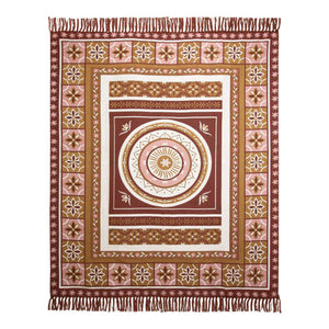 J Elliot Home Kasbah Fringe Throw Blanket Picnic Rug 130 x 160cm Pink