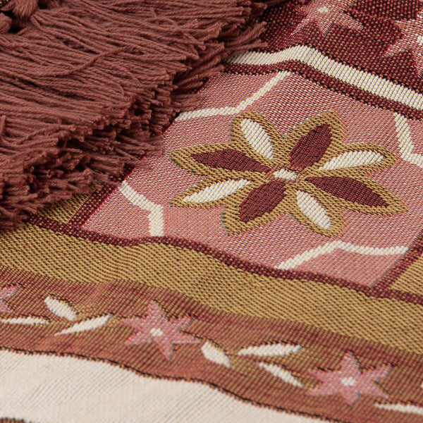 J Elliot Home Kasbah Fringe Throw Blanket Picnic Rug 130 x 160cm Pink