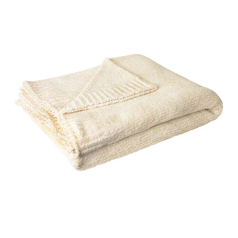 J Elliot Home Leslie Chenille Throw Blanket 130 x 160cm Ivory Cream