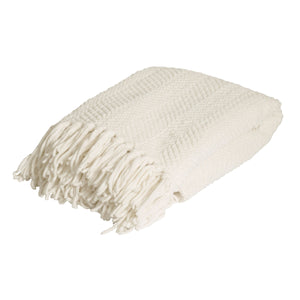 J Elliot Home Louie Knitted Chevron Throw Rug Blanket 125 x 150cm Ivory