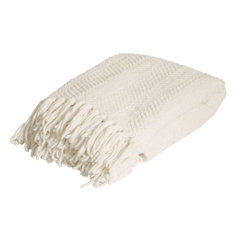 J Elliot Home Louie Knitted Chevron Throw Rug Blanket 125 x 150cm Ivory