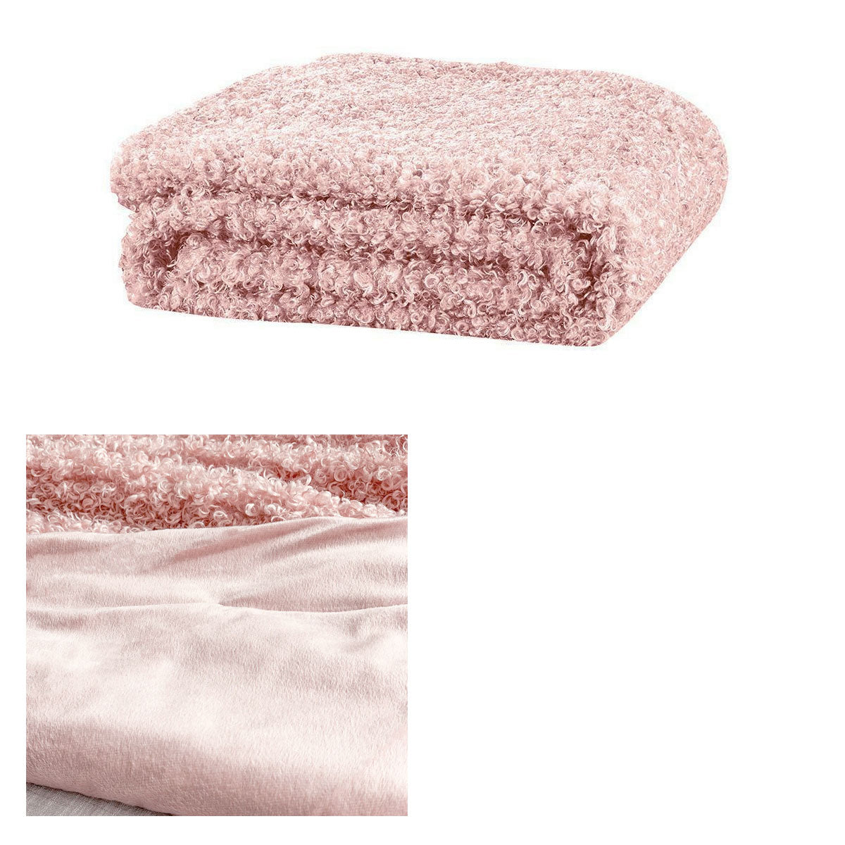 J Elliot Home Lyla Faux Sheep Fur Throw Rug Blanket 130 x 160cm Peach